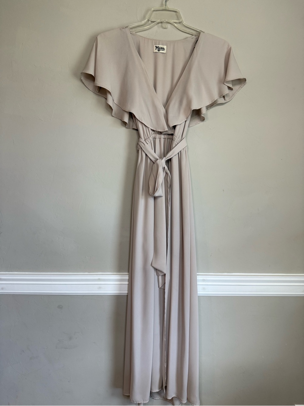Show Me Your MuMu Soft Taupe Ruffle Wrap Maxi Dress - Show Me The Ring